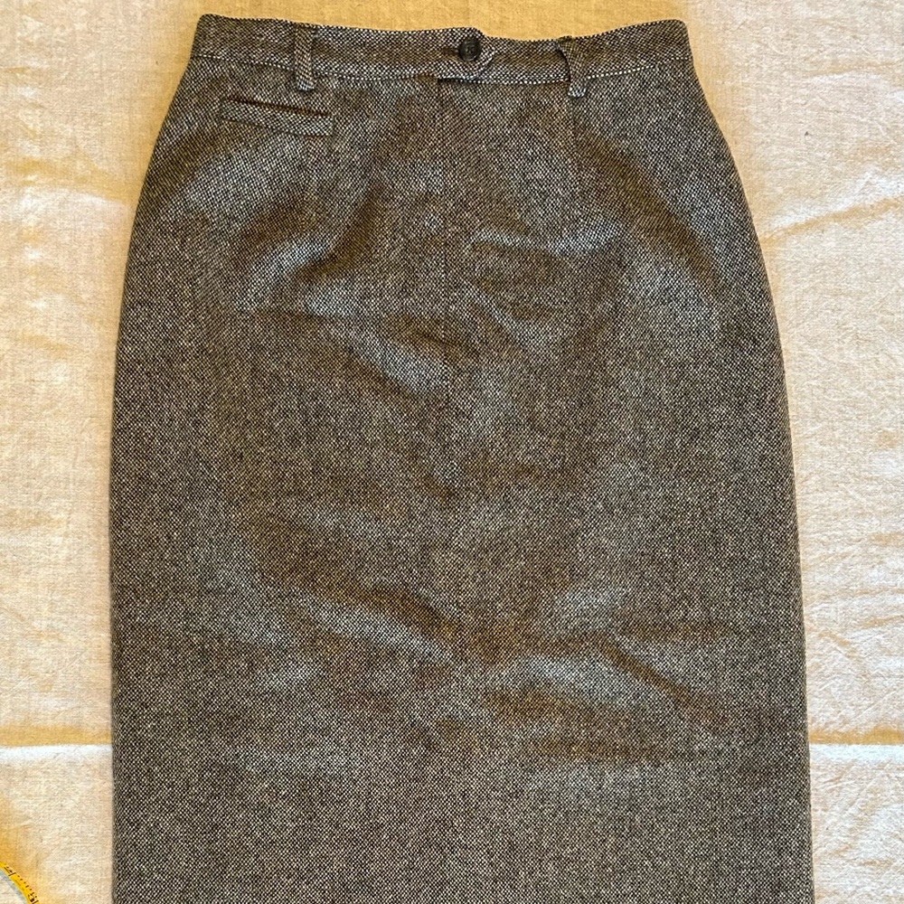 Vintage Ralph Lauren Brown Tweed 100% Lamb’s Wool Pencil Skirt